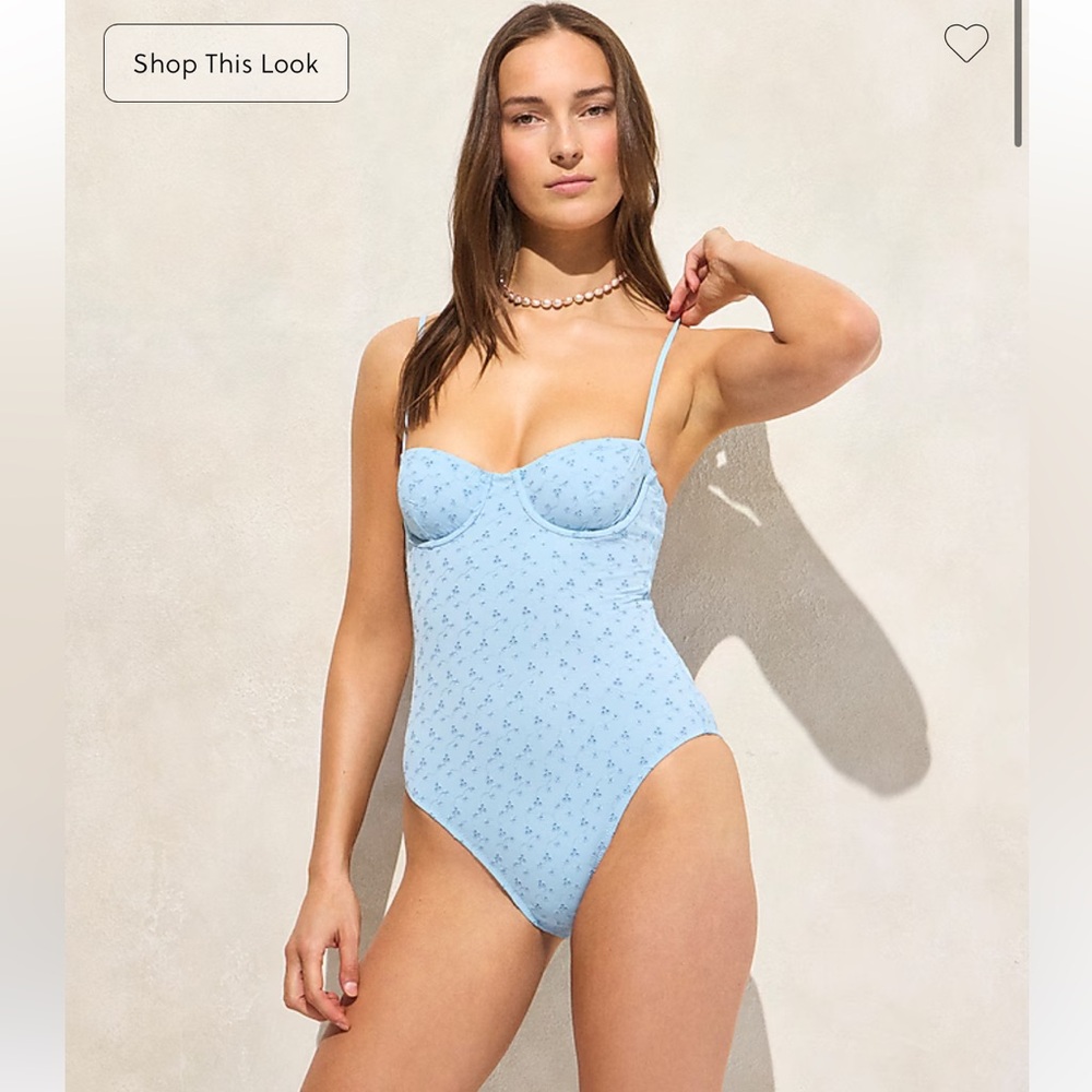Jcrew Eyelet balconette underwire one-piece  Floral One-Piece Swimsuit with tag